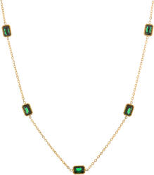 Troli Bájos aranyozott nyaklánc zöld kristályokkal