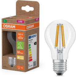 OSRAM E27 LED 7, 2W, 1521 lm, 2700 K, melegfehér, áttetsző üveg-100 W normál izzó helyett - Superstar+ Classic A filament (4099854236853)