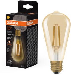 OSRAM E27 LED 7, 2W, 806 lm, 2400 K, candlelight, dimmelhető, arany színű színű üveg-60 W izzó helyett - Vintage 1906 DIM Classic Edison Gold filament (4099854137822)