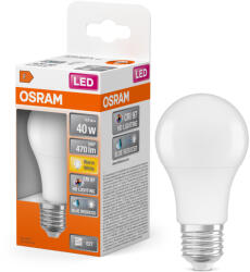 OSRAM E27 LED 4, 9W, 470 lm, 2700 K, melegfehér, opál műanyag-40 W normál izzó helyett - Superstar+ Classic A (4099854046834)