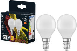 Bellalux E14 LED kisgömb, 4, 9W, 470 lm, 2700 K, melegfehér, opál műanyag-40 W izzó helyett, 2 darabos - Classic P (4058075157064)