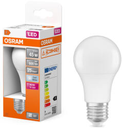 OSRAM E27 LED 6, 5W, 600 lm, 4000 K, hidegfehér, opál műanyag-40 W normál izzó helyett - Superstar+ Classic A (4058075757608)