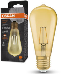 OSRAM E27 LED 2, 5W, 220 lm, 2400 K, candlelight, arany színű színű üveg-20 W izzó helyett - Vintage 1906 Classic Edison Gold filament (4099854091339)