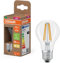 OSRAM E27 LED kisgömb, 1, 2W, 255 lm, 2700 K, melegfehér, áttetsző üveg-25 W izzó helyett - Superstar+ Classic P filament (4058075839342)