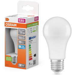 OSRAM E27 LED 10W, 1055 lm, 6500 K, daylight, opál műanyag-75 W normál izzó helyett - Star Classic A (4099854023187)