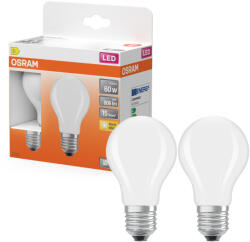 OSRAM E27 LED 5, 9W, 806 lm, 2700 K, melegfehér, opál üveg-60 W normál izzó helyett, 2 darabos - Star Classic A (4099854468650)