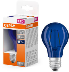 OSRAM E27 LED 2, 5W, 10 lm, 9000 K, kék üveg-5 W normál izzó helyett - Star Classic A filament (4058075434004)