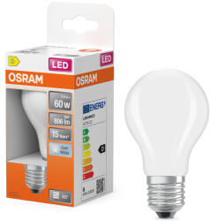 OSRAM E27 LED 5, 9W, 806 lm, 4000 K, hidegfehér, opál üveg-60 W normál izzó helyett - Star Classic A (4099854467813)