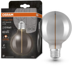 OSRAM E27 LED 2, 2W, 60 lm, 1800 K, candlelight, füstszínű üveg-5 W izzó helyett - Vintage 1906 Classic Globe95 Smoke filament (4099854049958)