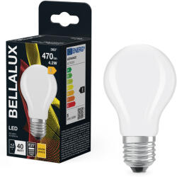 Bellalux E27 LED, 4, 2W, 470 lm, 2700 K, melegfehér, opál üveg-40 W normál izzó helyett - Classic A (4058075131163)