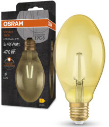 OSRAM E27 LED 4W, 470 lm, 2400 K, candlelight, arany színű színű üveg-40 W izzó helyett - Vintage 1906 Classic Oval Gold filament (4099854091117)
