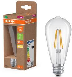 OSRAM E27 LED Edison, 3, 8W, 806 lm, 2700 K, melegfehér, áttetsző üveg-60 W izzó helyett - Superstar+ Classic Edison filament (4099854235634)