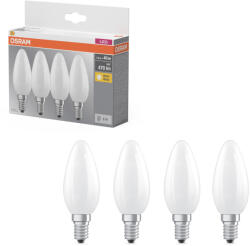 OSRAM E14 LED gyertya, 4, 2W, 470 lm, 2700 K, melegfehér, opál üveg-40 W izzó helyett, 4 darabos - Base Classic B (4099854338670)