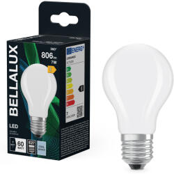 Bellalux E27 LED, 7W, 806 lm, 4000 K, hidegfehér, opál üveg-60 W normál izzó helyett - Classic A (4058075115354)