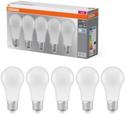 OSRAM E27 LED 13W, 1521 lm, 4000 K, hidegfehér, opál műanyag-100 W normál izzó helyett, 5 darabos - Base Classic A (4099854348198)
