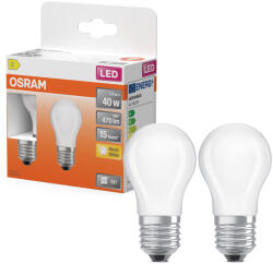 OSRAM E27 LED kisgömb, 3, 4W, 470 lm, 2700 K, melegfehér, opál üveg-40 W izzó helyett, 2 darabos - Superstar Classic P (4099854469138)