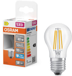 OSRAM E27 LED kisgömb, 3, 4W, 470 lm, 6500 K, daylight, áttetsző üveg-40 W izzó helyett - Superstar Classic P filament (4099854468599)