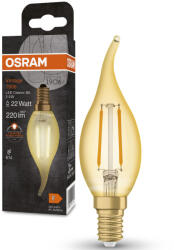 OSRAM E14 LED gyertya, 2, 5W, 220 lm, 2400 K, candlelight, arany színű színű üveg-20 W izzó helyett - Vintage 1906 Classic BA filament (4099854091537)