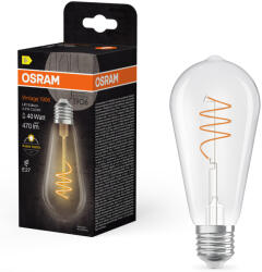 OSRAM E27 LED Vintage, 3, 4W, 470 lm, 2700 K, melegfehér, áttetsző üveg-40 W izzó helyett - Vintage 1906 Classic ST64 (4058075837027)