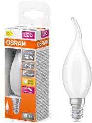 OSRAM E14 LED gyertya, 3, 4W, 470 lm, 2700 K, melegfehér, dimmelhető, opál üveg-40 W izzó helyett - Superstar Classic BA (4099854443831)