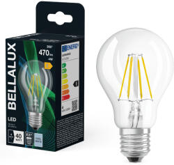 Bellalux E27 LED, 4W, 470 lm, 4000 K, hidegfehér, áttetsző üveg-40 W normál izzó helyett - Classic A 40 filament (4058075592216)