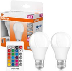 OSRAM E27 LED 9, 4W, 806 lm, 2700 K, melegfehér, dimmelhető, opál műanyag-60 W normál izzó helyett, 2 darabos - Superstar+ Classic A (4058075430891)
