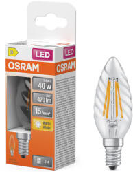 OSRAM E14 LED gyertya, 3, 4W, 470 lm, 2700 K, melegfehér, áttetsző üveg-40 W izzó helyett - Star Classic BW filament (4099854467608)
