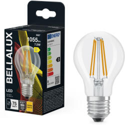Bellalux E27 LED, 7, 5W, 1055 lm, 2700 K, melegfehér, áttetsző üveg-75 W normál izzó helyett - Classic A 75 filament (4058075115231)
