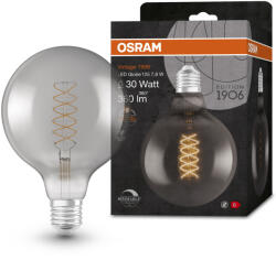 OSRAM E27 LED 7, 8W, 360 lm, 1800 K, candlelight, dimmelhető, füstszínű üveg-30 W izzó helyett - Vintage 1906 DIM Classic Globe125 Smoke filament (4058075761254)