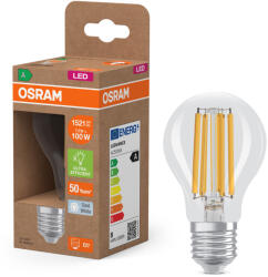 OSRAM E27 LED 7, 2W, 1521 lm, 4000 K, hidegfehér, áttetsző üveg-100 W normál izzó helyett - Superstar+ Classic A filament (4099854115516)