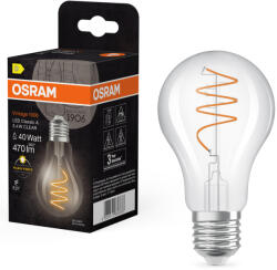 OSRAM E27 LED Vintage, 3, 4W, 470 lm, 2700 K, melegfehér, áttetsző üveg-40 W izzó helyett - Vintage 1906 Classic A60 (4058075836686)