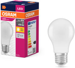 OSRAM E27 LED 4, 9W, 470 lm, 2700 K, melegfehér, opál műanyag-40 W normál izzó helyett - Value Classic A (4099854109652)