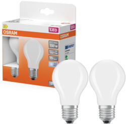 OSRAM E27 LED 11W, 1521 lm, 4000 K, hidegfehér, opál üveg-100 W normál izzó helyett, 2 darabos - Star Classic A (4058075452329)
