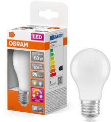 OSRAM E27 LED 8, 8W, 806 lm, 2700-4000 K, változtatható fehér, opál műanyag-60 W normál izzó helyett - Superstar+ Classic A (4099854240683)