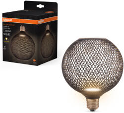 OSRAM E27 LED 3, 5W, 300 lm, 2700 K, melegfehér, opál, fekete műanyag-25 W izzó helyett - Decor LED Flat Globe (4058075840126)