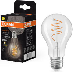 OSRAM E27 LED Vintage, 5, 9W, 806 lm, 2700 K, melegfehér, áttetsző üveg-60 W izzó helyett - Vintage 1906 Classic A60 (4058075836662)