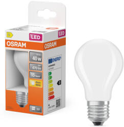 OSRAM E27 LED 3, 4W, 470 lm, 2700 K, melegfehér, opál üveg-40 W normál izzó helyett - Star Classic A (4099854466335)