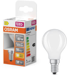 OSRAM E14 LED kisgömb, 3, 4W, 470 lm, 2700 K, melegfehér, opál üveg-40 W izzó helyett - Superstar Classic P (4099854468711)