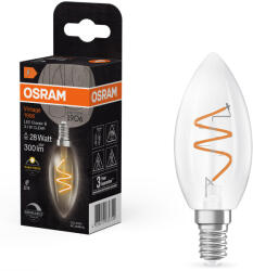 OSRAM E14 LED gyertya, 3, 1W, 300 lm, 2700 K, melegfehér, dimmelhető, áttetsző üveg-25 W izzó helyett - Vintage 1906 Classic B35 (4058075836709)