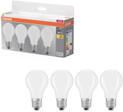OSRAM E27 LED 7W, 806 lm, 2700 K, melegfehér, opál üveg-60 W normál izzó helyett, 4 darabos - Base Classic A (4099854193484)