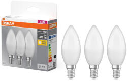 OSRAM E14 LED gyertya, 4, 9W, 470 lm, 2700 K, melegfehér, opál műanyag-40 W izzó helyett, 3 darabos - Base Classic B (4099854047091)