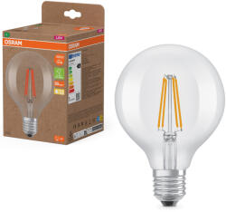 OSRAM E27 LED nagygömb, 5W, 1055 lm, 2700 K, melegfehér, áttetsző üveg-75 W izzó helyett - Superstar+ Classic Globe95 filament (4058075839502)