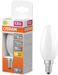 OSRAM E14 LED gyertya, 1W, 136 lm, 2700 K, melegfehér, opál üveg-15 W izzó helyett - Star Classic B (4099854466038)