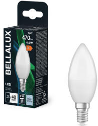Bellalux E14 LED gyertya, 4, 9W, 470 lm, 4000 K, hidegfehér, opál műanyag-40 W izzó helyett - Classic B (4058075128262)