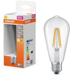 OSRAM E27 LED Edison filament, 5, 9W, 806 lm, 2700 K, melegfehér, áttetsző üveg-60 W izzó helyett - Star Classic filament (4099854468179)
