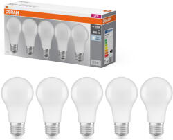 OSRAM E27 LED 8W, 806 lm, 4000 K, hidegfehér, opál műanyag-60 W normál izzó helyett, 5 darabos - Base Classic A (4058075152632)