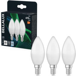 Bellalux E14 LED gyertya, 4, 9W, 470 lm, 4000 K, hidegfehér, opál műanyag-40 W izzó helyett, 3 darabos - Classic B (4058075595484)