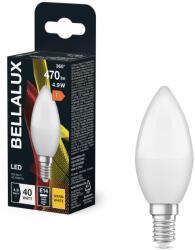 Bellalux E14 LED gyertya, 4, 9W, 470 lm, 2700 K, melegfehér, opál műanyag-40 W izzó helyett - Classic B (4058075128248)