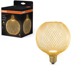 OSRAM E27 LED 3, 5W, 300 lm, 2700 K, melegfehér, arany színű, opál műanyag-25 W izzó helyett - Decor LED Flat Globe (4058075840089)