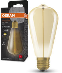 OSRAM E27 LED 2, 2W, 120 lm, 2700 K, melegfehér, arany színű színű üveg-10 W izzó helyett - Vintage 1906 Classic Edison Gold filament (4099854049873)
